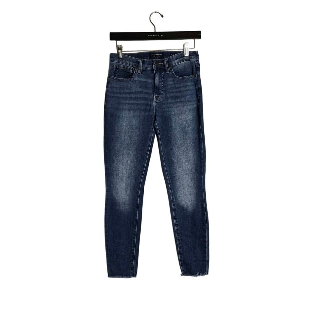 Lucky Brand Ava Womens 4 27 Mid Rise Skinny Jeans Raw Hem Medium Wash